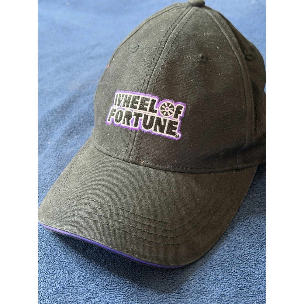 Vtg 90’s Super Luck Wheel Of Fortune Baseball Cap One Sz Black Purple Trim